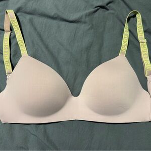 Victoria's Secret Cream Bra with Neon Yellow Straps